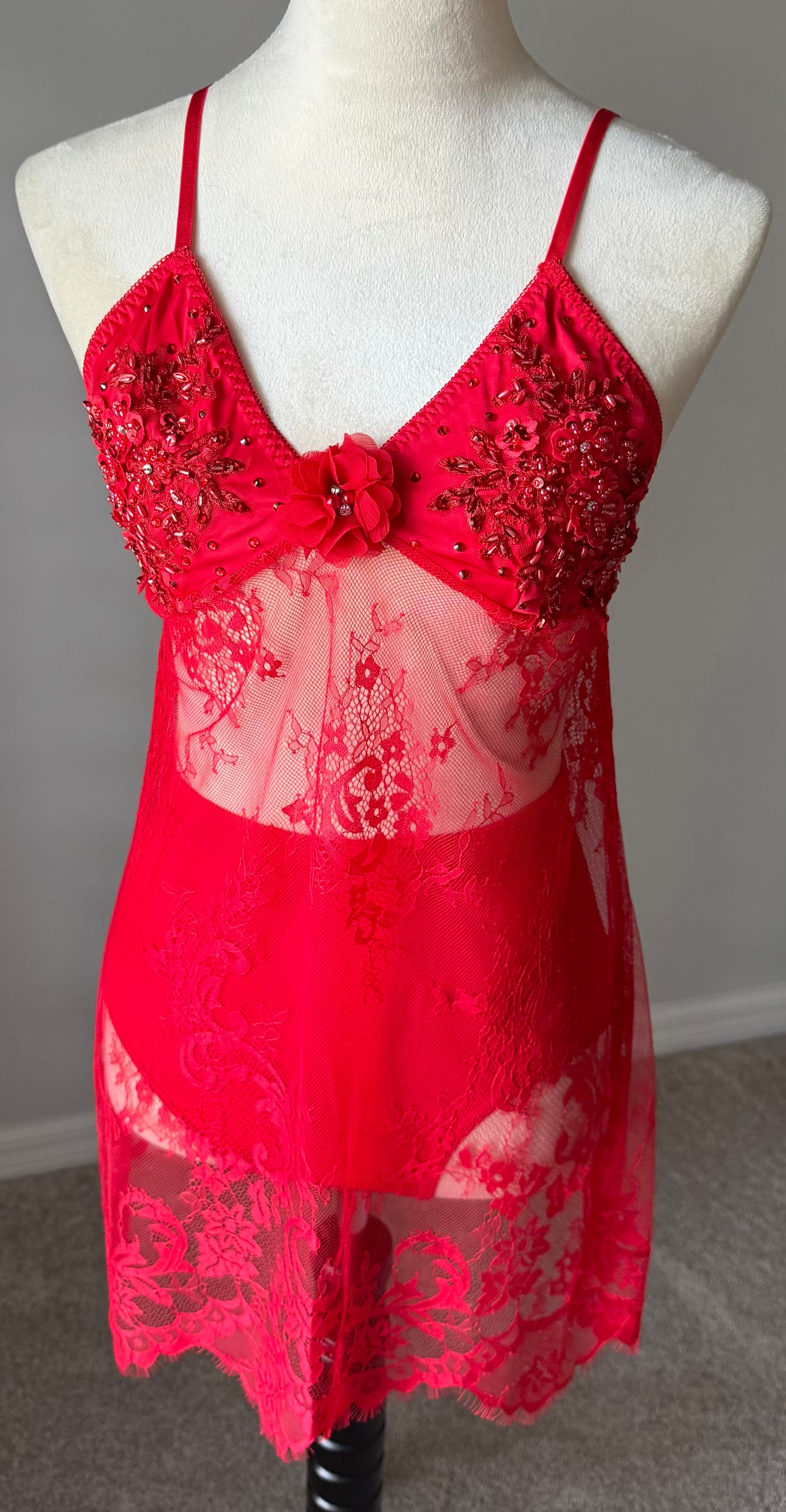 Red Lace Slip Dress