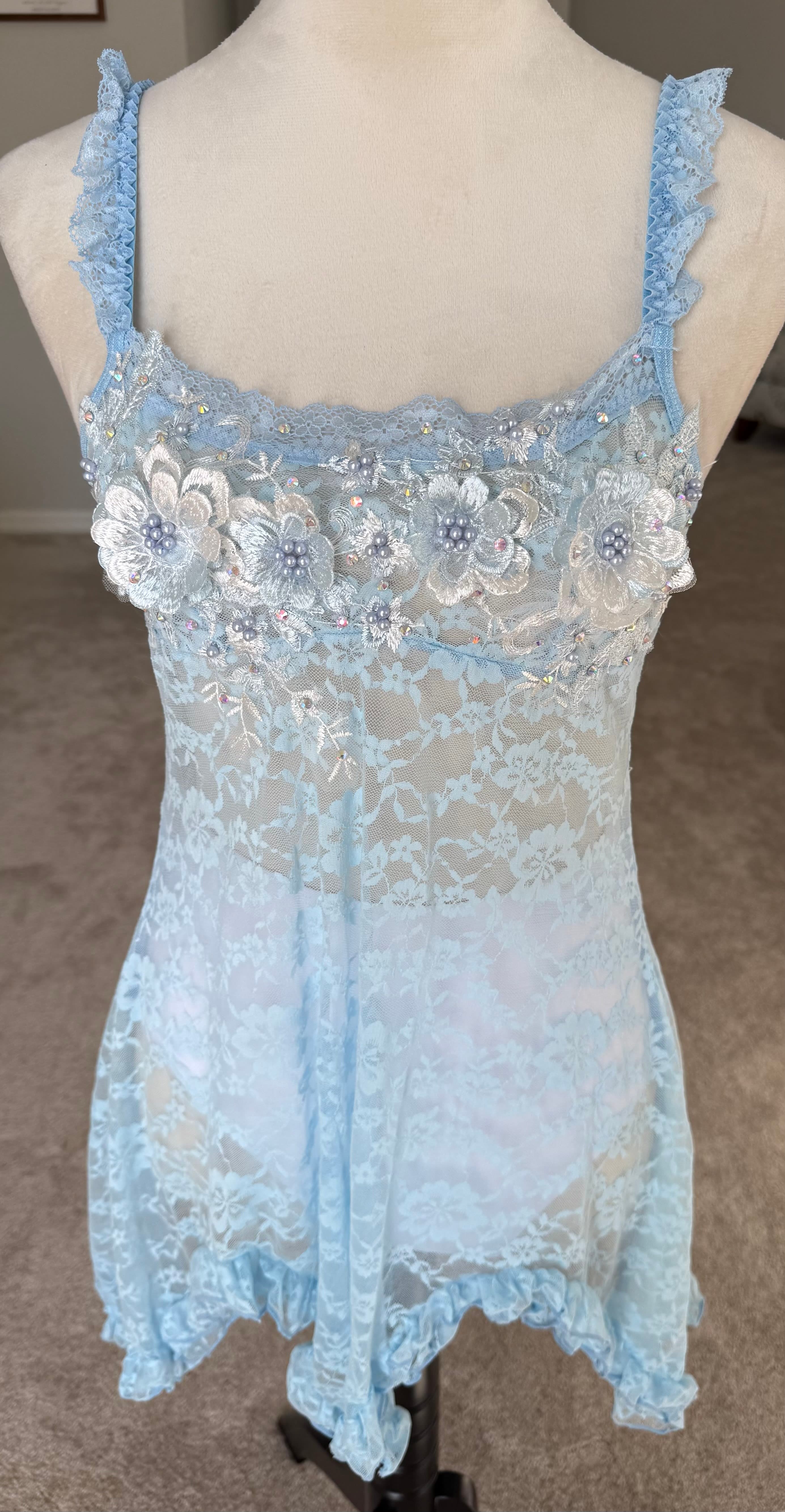 Light Blue Lace Slip Dress
