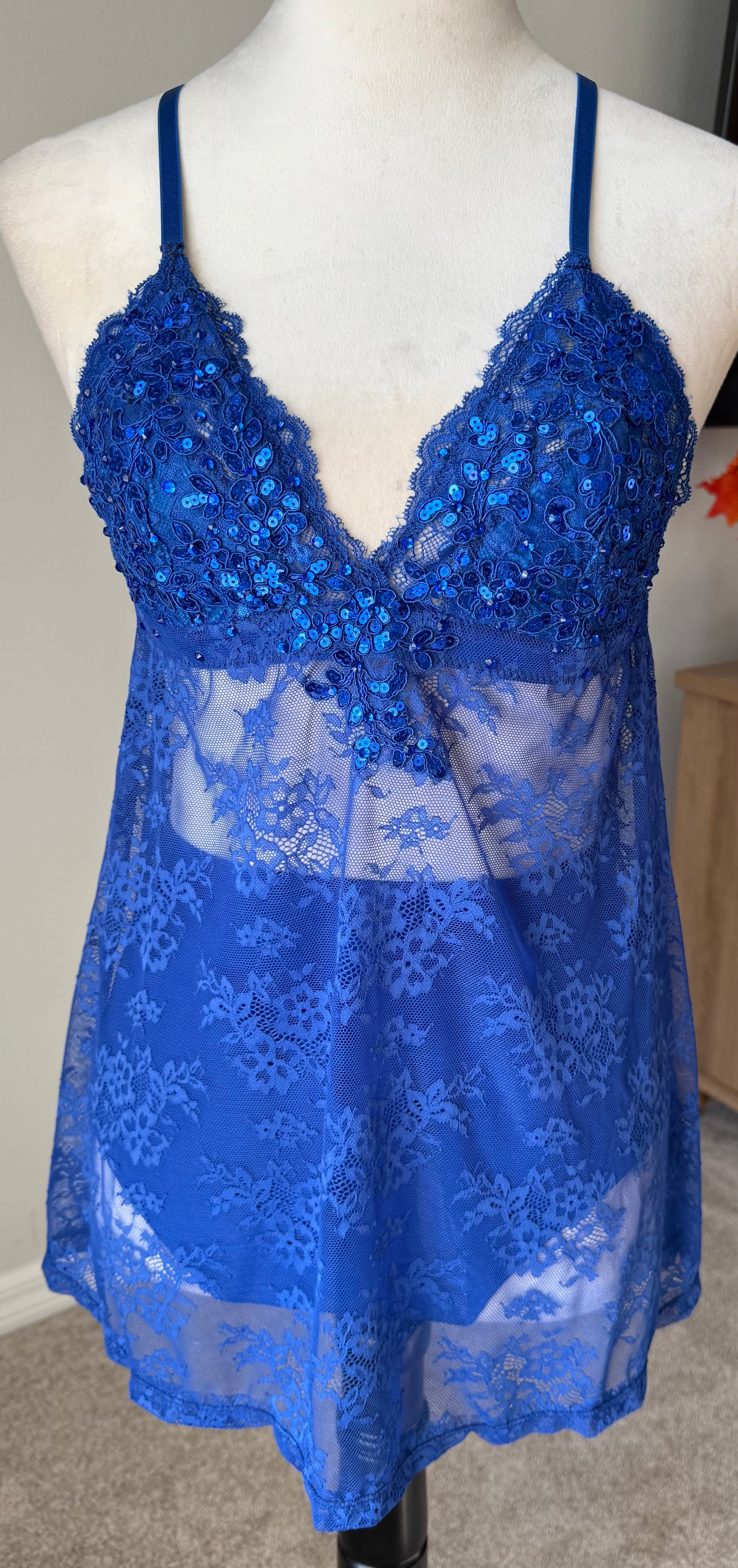 Royal Blue Lace Slip Dress