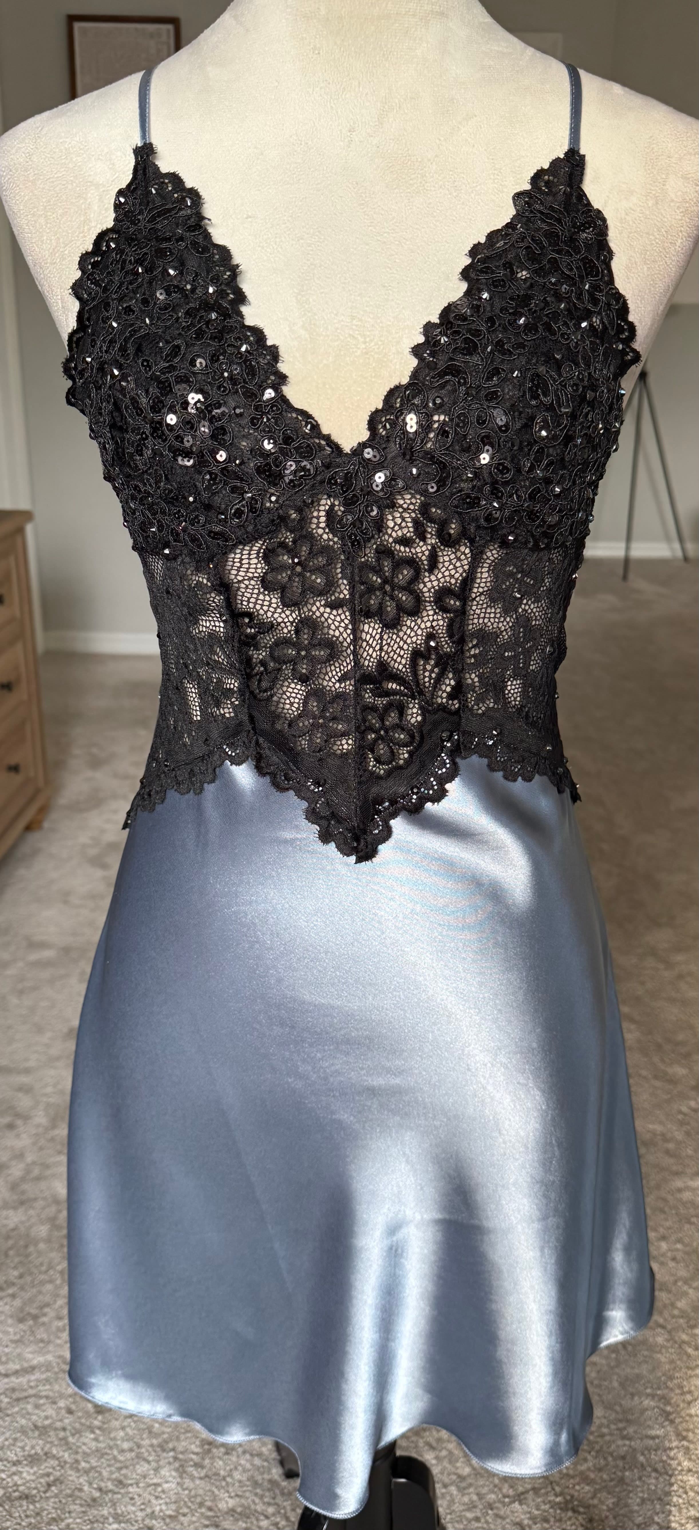 Slate Blue & Black Slip Dress