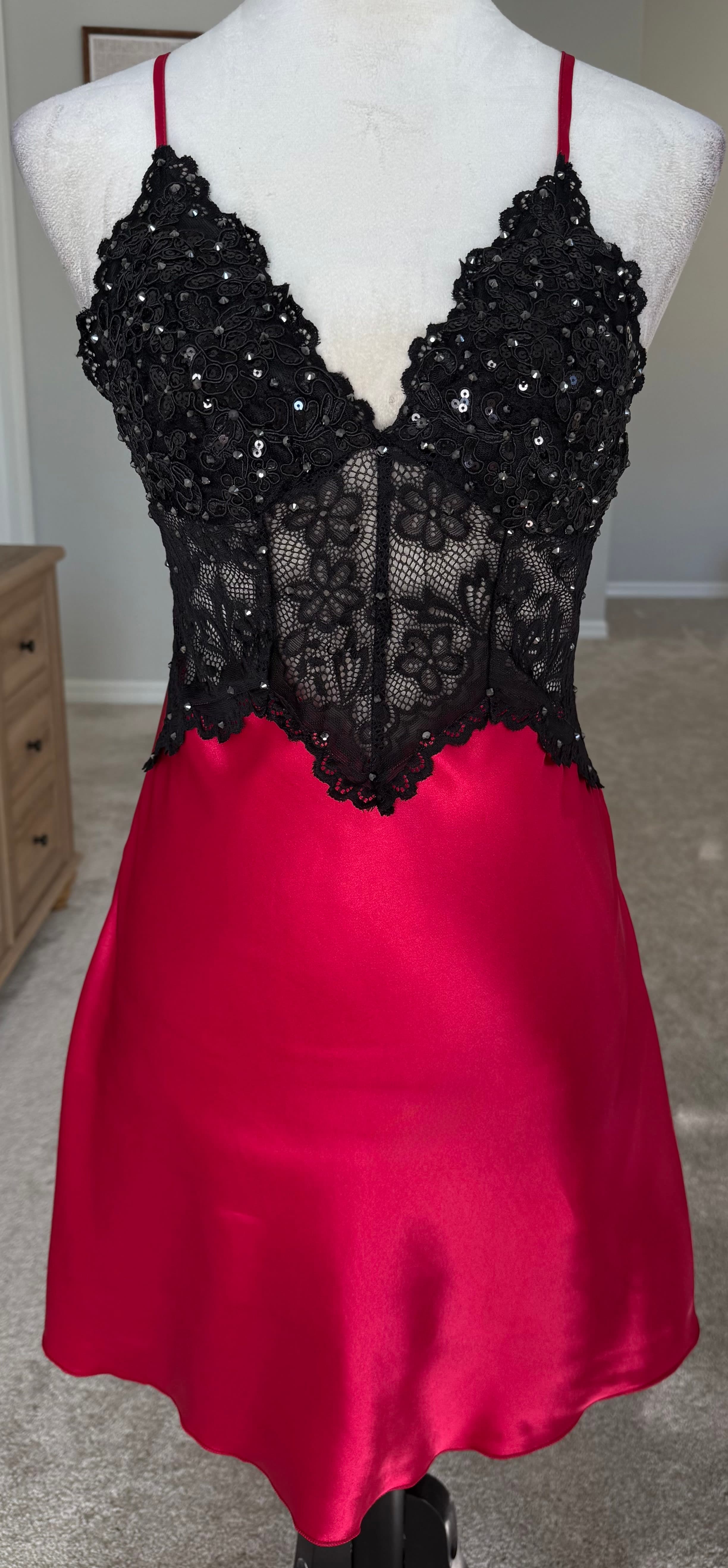 Red & Black Slip Dress