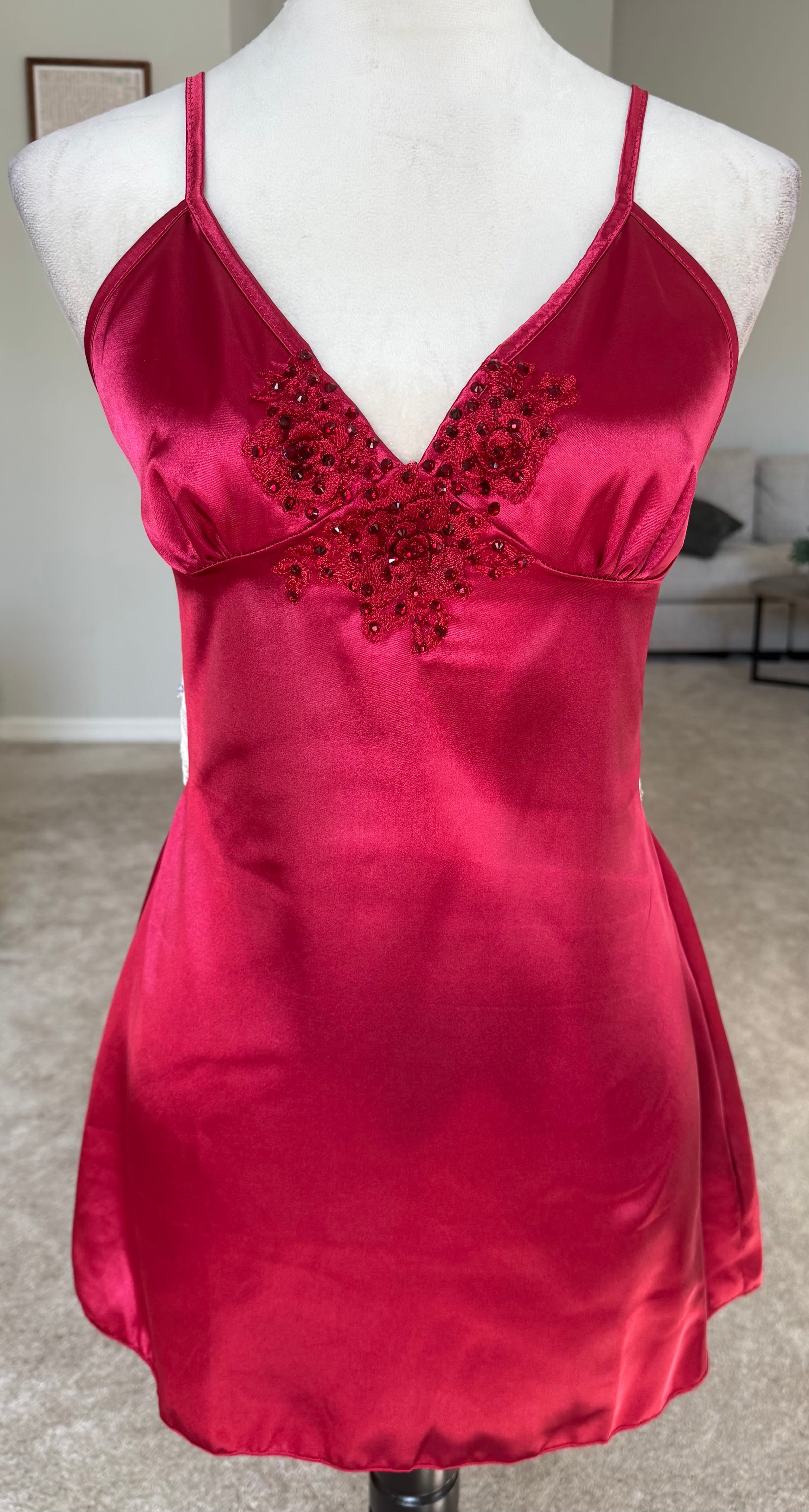 Dark Red & White Slip Dress