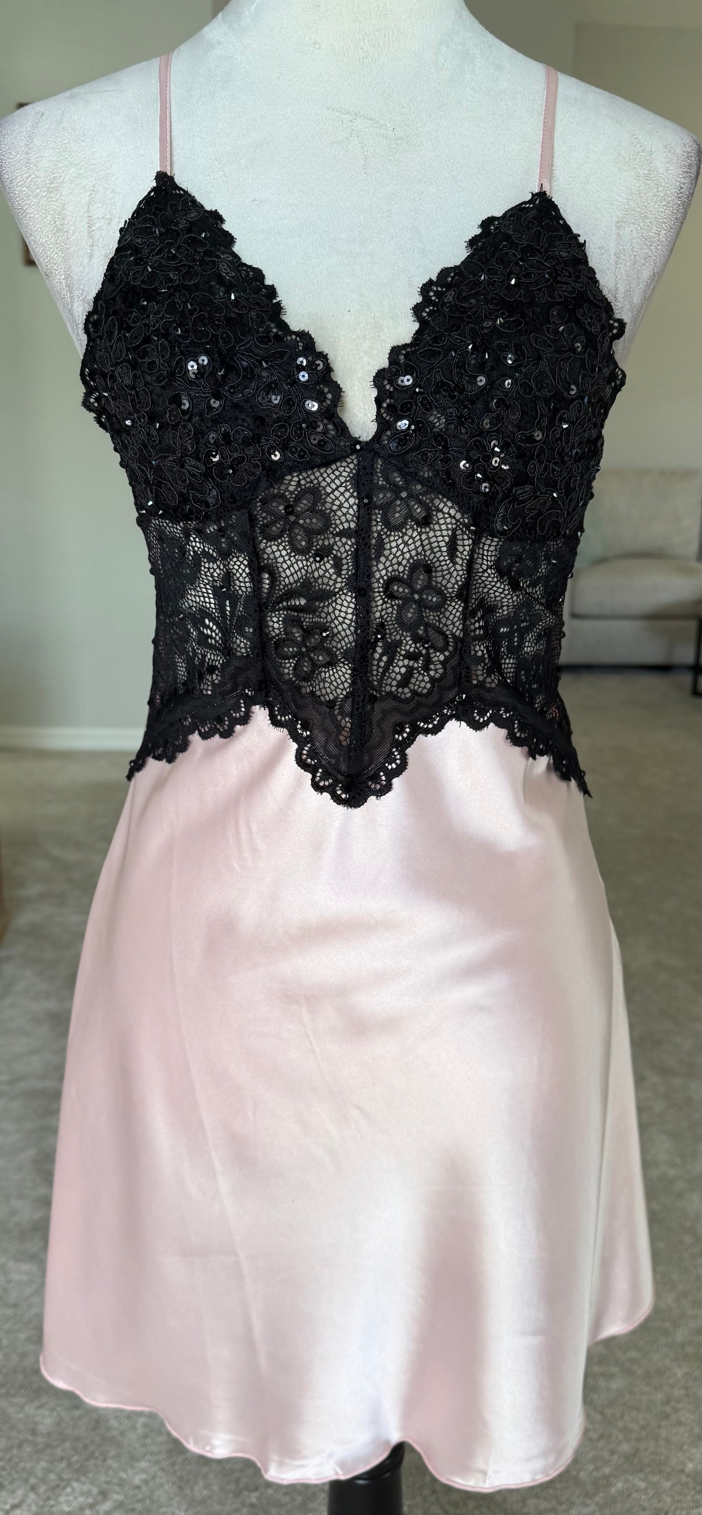 Light Pink & Black Slip Dress
