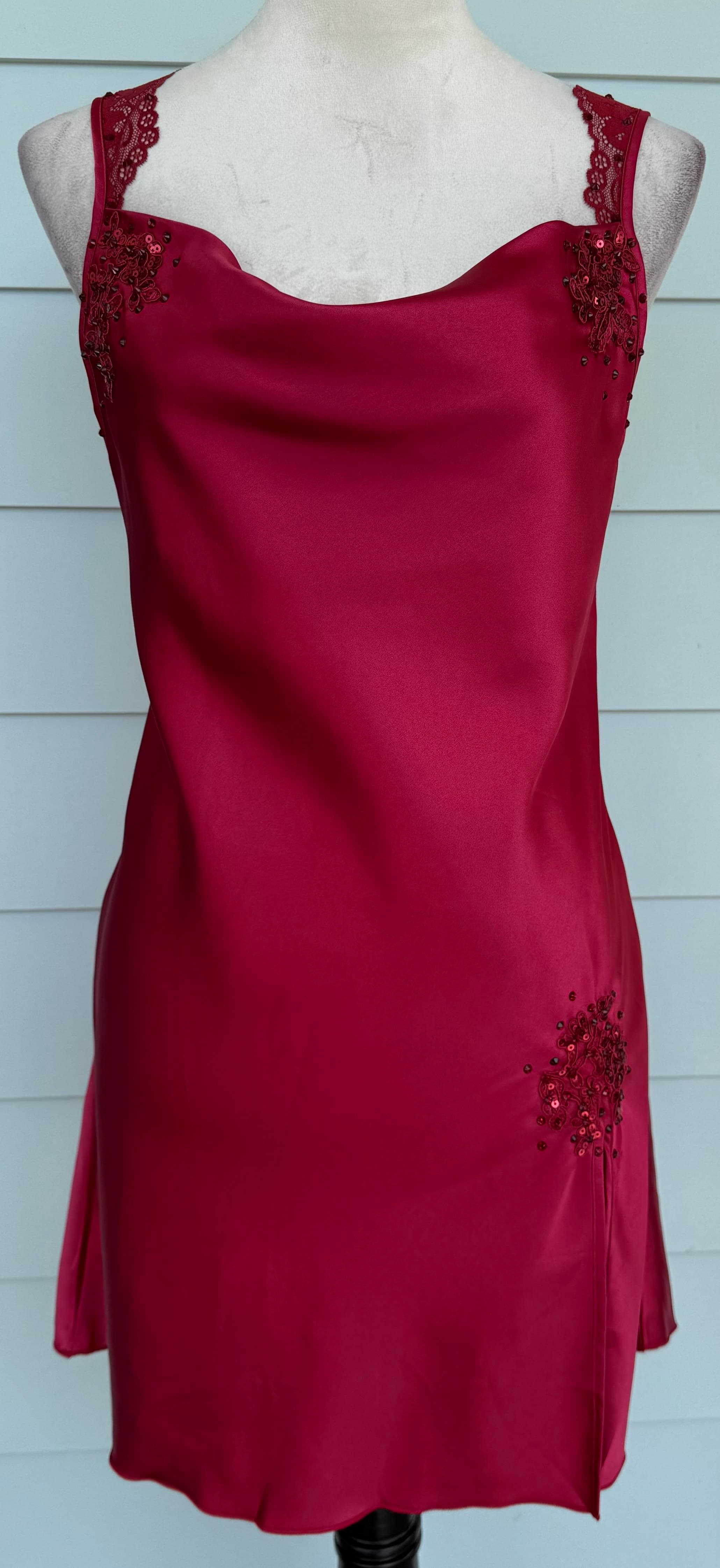 Red Cowl Neck Slip Dress