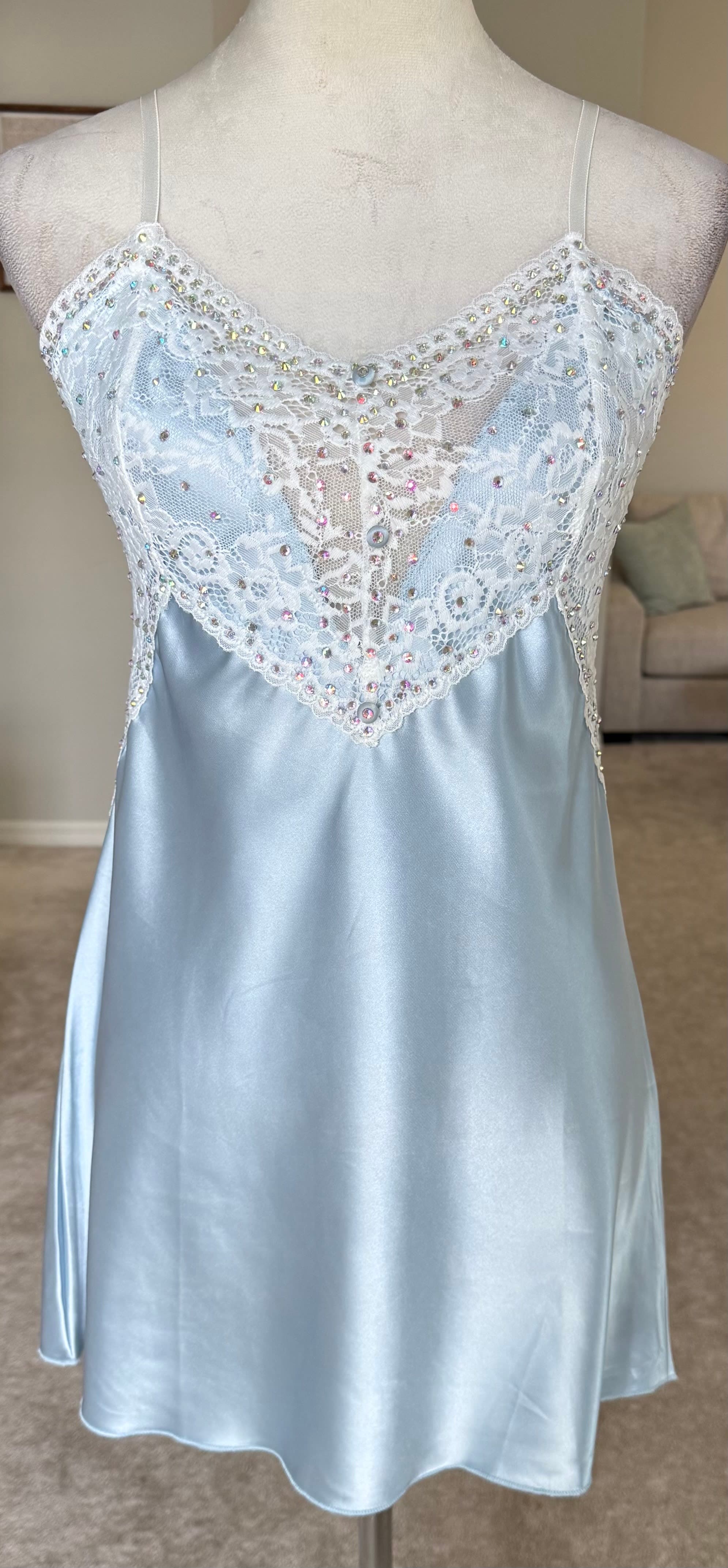Light Blue & White Slip Dress