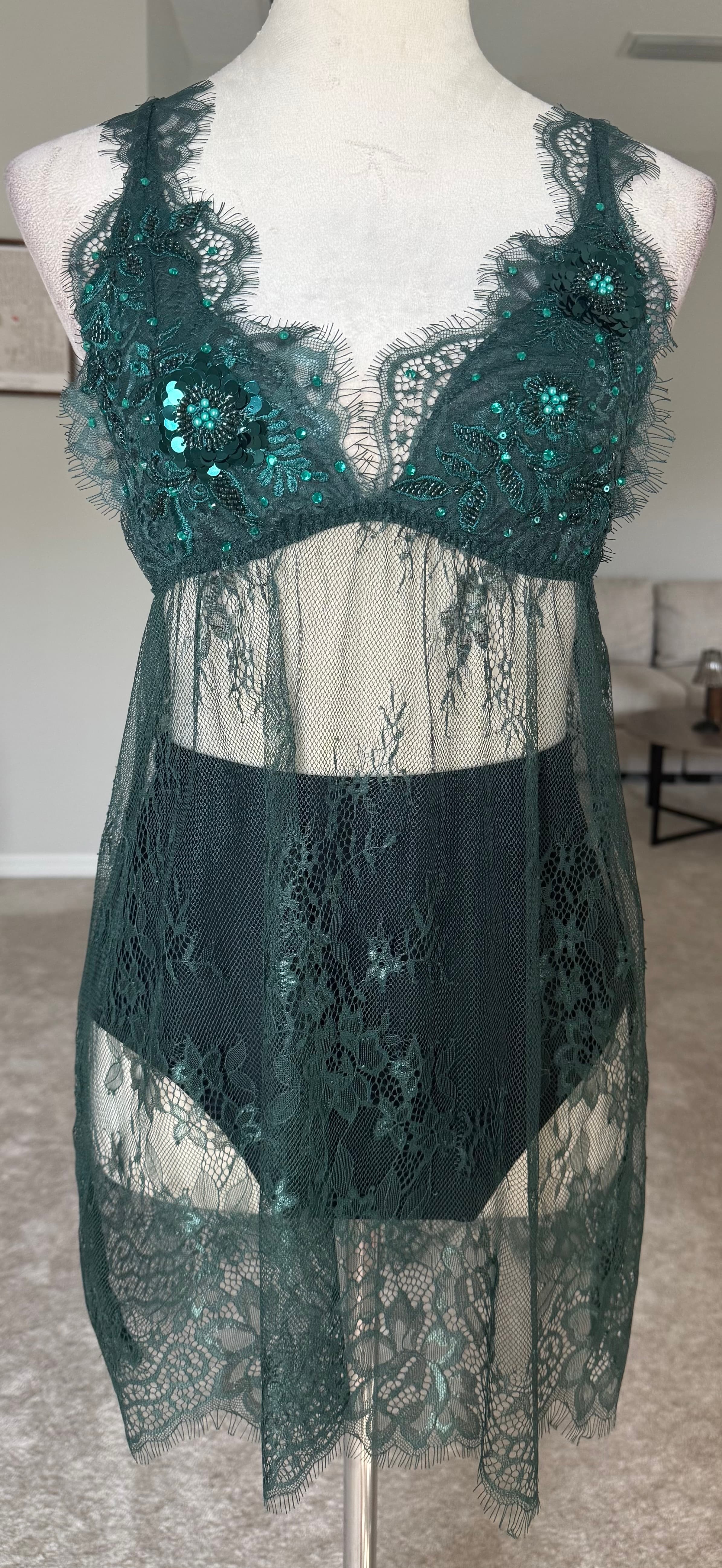 Dark Green Slip Dress