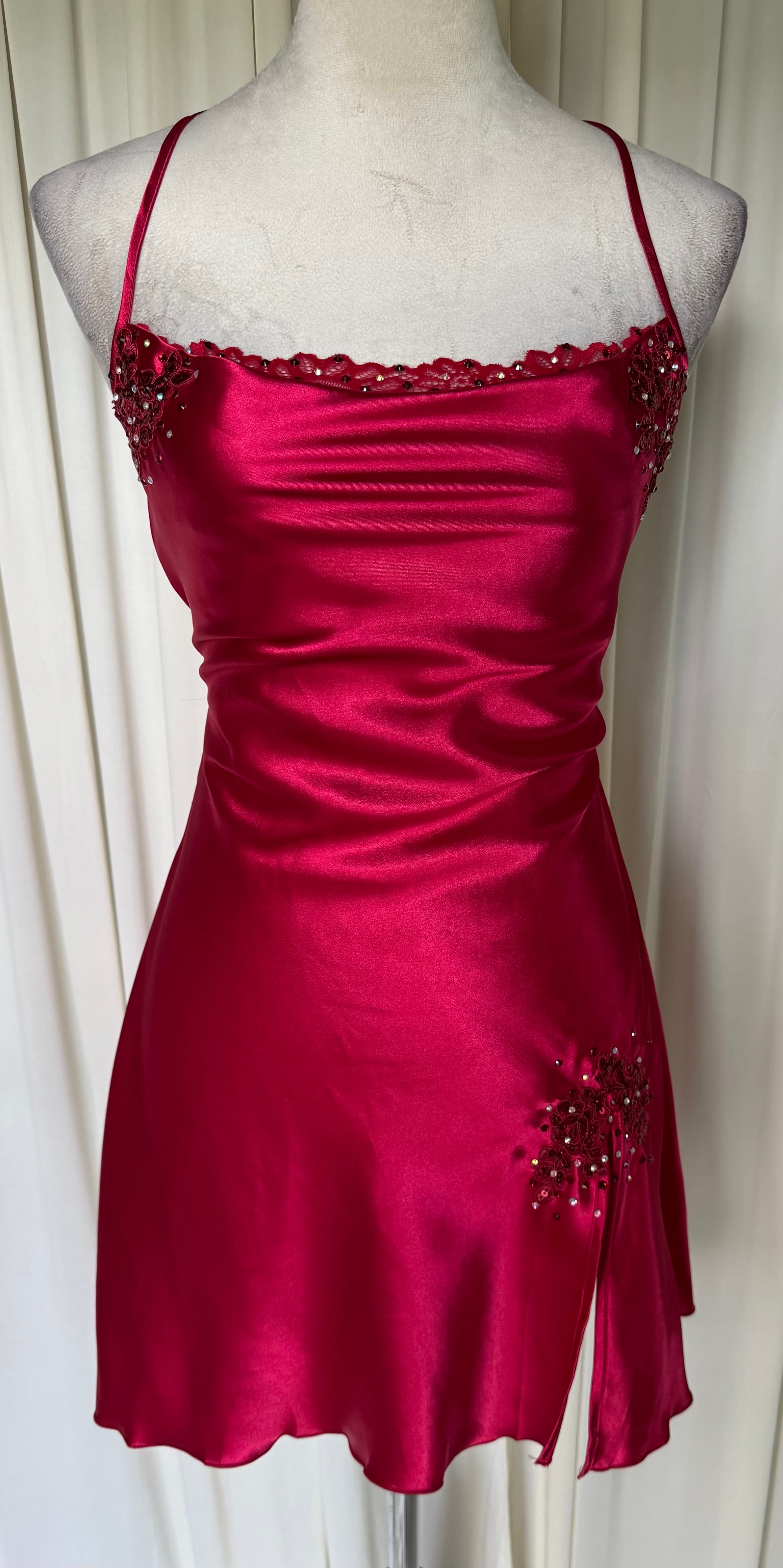 Dark Red Cowl Neck Slip Dress