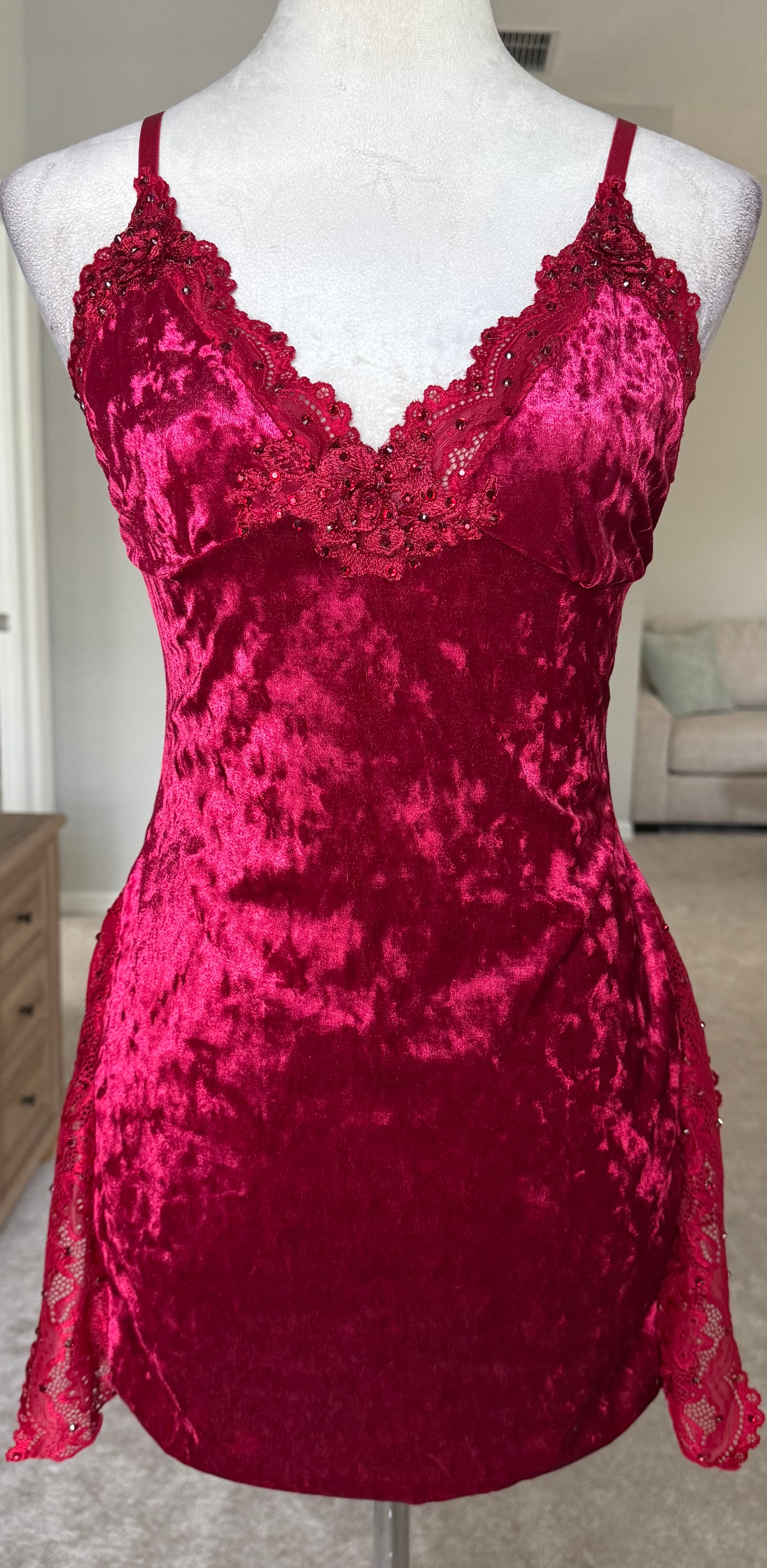 Dark Red Velvet Slip Dress