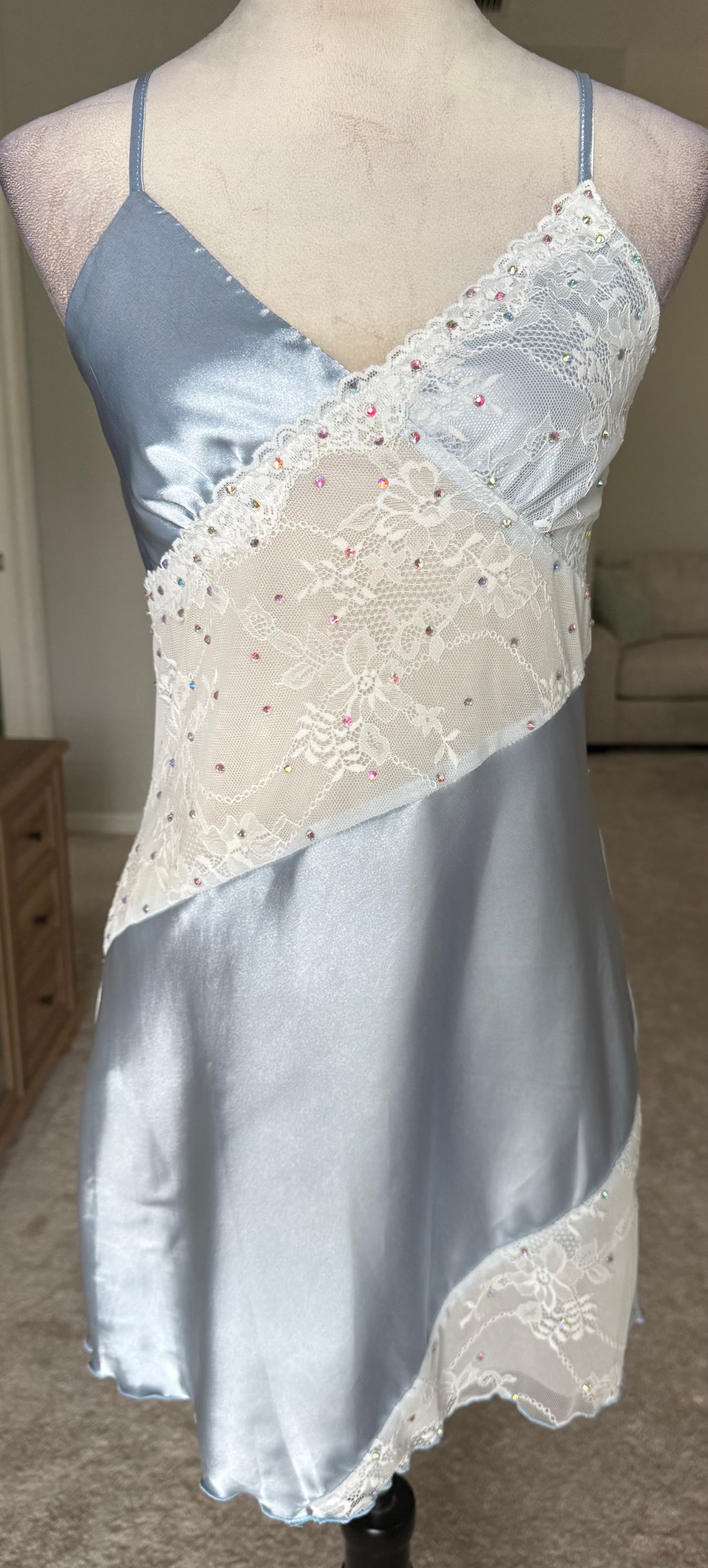 Light Blue & White Slip Dress