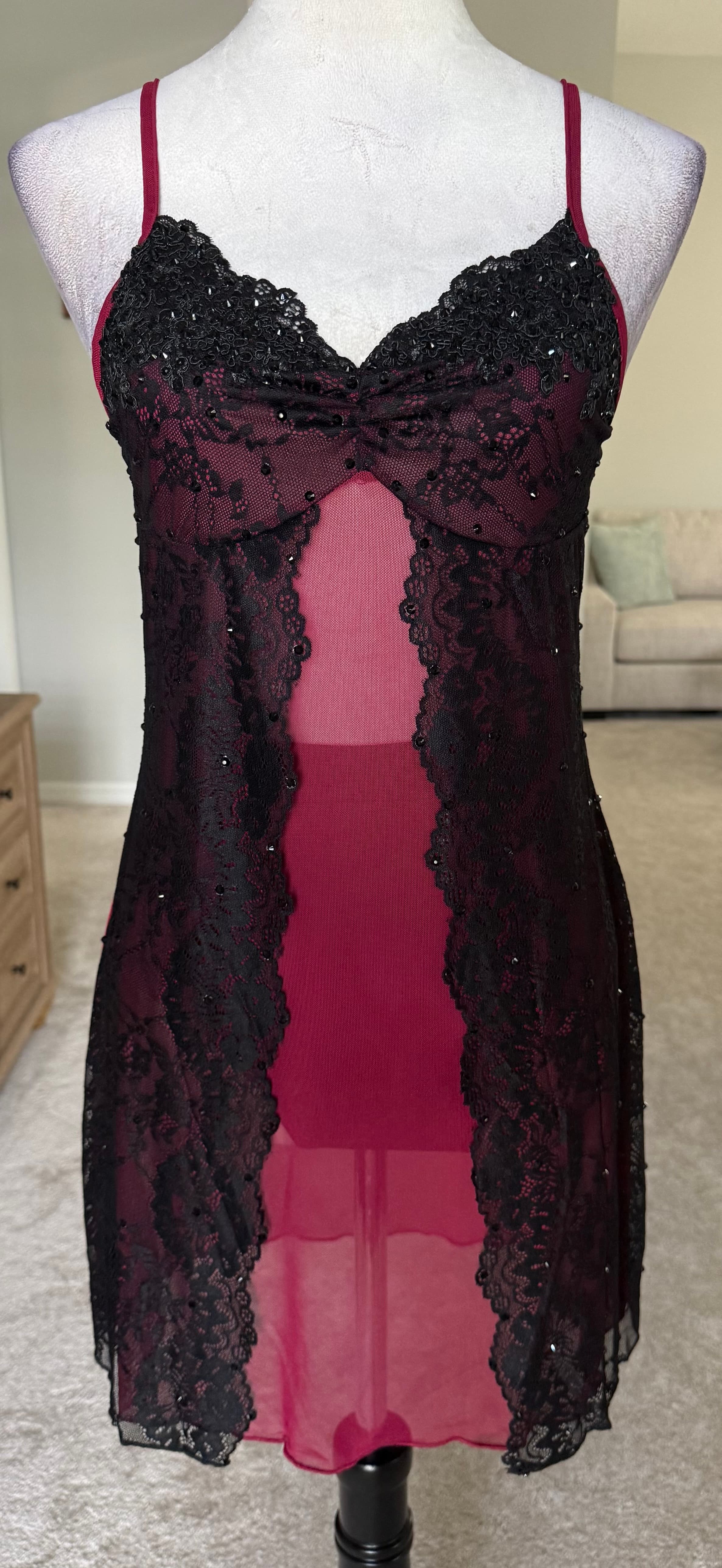 Black & Maroon Slip Dress