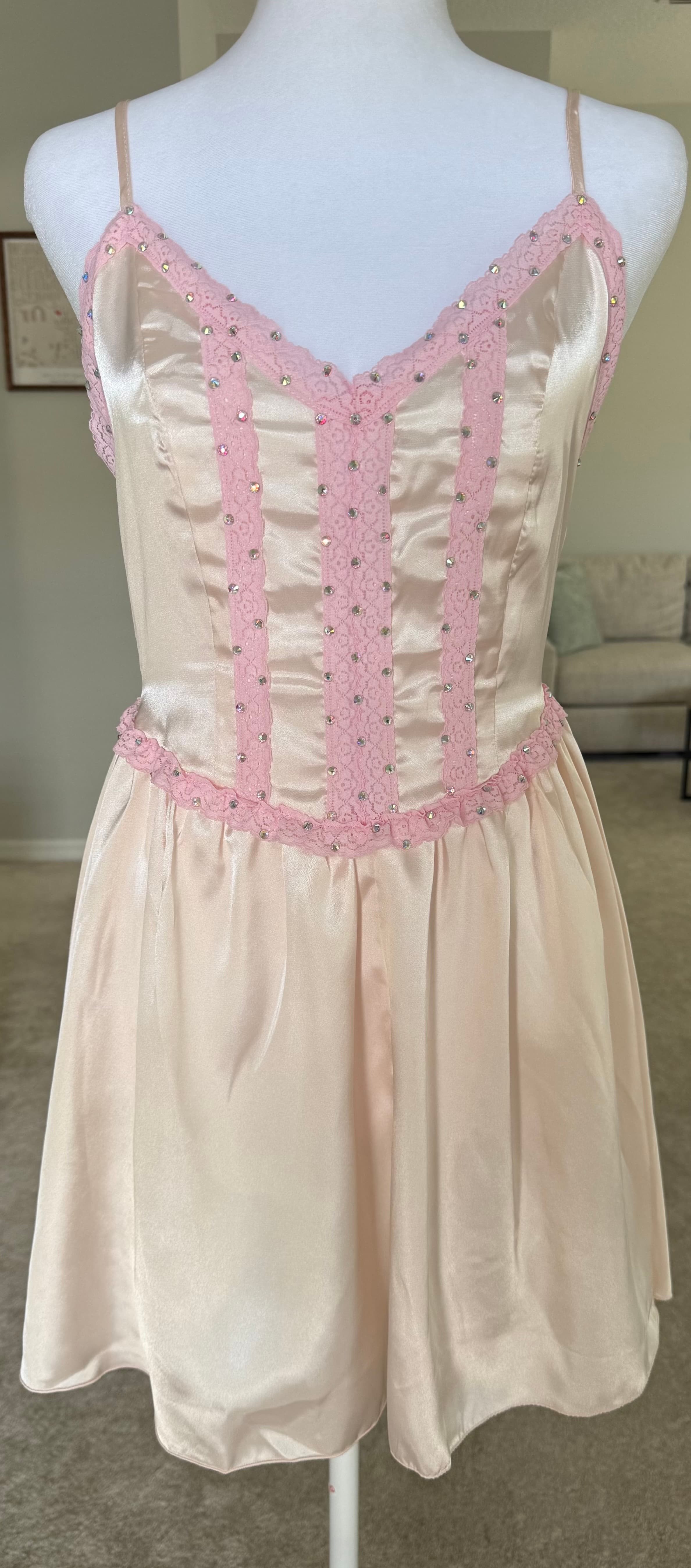 Light Gold & Pink Slip Dress